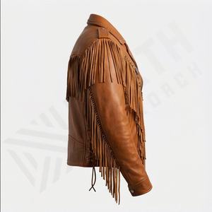 Chaqueta de Cuero con Flecos, Estilo Rockero, para Motociclistas, con Conchos, Ropa Exterior Protectora para Motociclismo, en Color Personalizado - Product Image 3