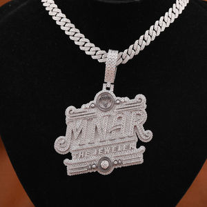 จี้เงินแท้ 925 ชุบทอง 18K ประดับเพชรโมอิสซาไนต์เต็มตัว ดีไซน์ MNAR แบบกำหนดเองได้ เหมาะสำหรับทั้งชายและหญิง สไตล์ฮิปฮอป ของขวัญสุดพิเศษ - Product Image 2