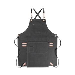 Customized Canvas Barista <b>Apron</b> Unisex Coffee Shop Uniform Adjustable Leather Strap Vest Wholesale Commercial <b>Kitchen</b> - Product Image 2