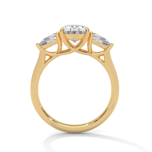 แหวนเพชรสามเม็ดสวยงาม แหวนทองคำแท้ 14k ประดับเพชรแล็บโกรว์แบบฝังหนามเตย ผลิตตามสั่ง รับรองโดย GRA - Product Image 4