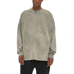 Camiseta de algodón 100% para hombre, talla grande, estilo lavado ácido, manga larga, diseño holgado, material suave - Product Image 5