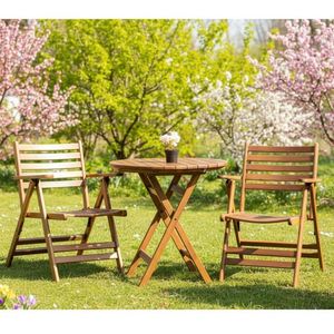 Solid Teak Folding Bistro <b>Table</b> Chair Set Outdoor Patio Furniture for Cafe Villa Resort - Product Image 3