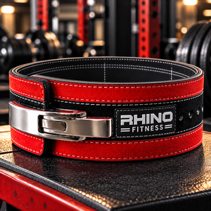 เข็มขัดยกน้ำหนักแบบปรับได้ Rhino Fitness ทำจากนีโอพรีน พร้อมหัวเข็มขัดโลหะสีแดง รองรับเอวและหลัง สำหรับออกกำลังกายระดับมืออาชีพ - Product Image 5