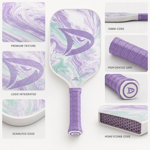 Pala de Pickleball de 16 mm, Diseño Marmoleado Morado, Agarre Antideslizante, Forma Estándar, para Adultos - Product Image 3