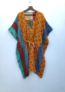 Vestido Kaftan Kantha de Algodón Hecho a Mano al por Mayor, Estilo Bohemio Indio, Holgado, para Playa, para Mujer - Product Image 2