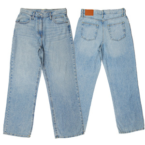 กางเกงยีนส์ผู้หญิงทรงตรงแบบลำลอง ยี่ห้อ MASTER TEXTILE รุ่น FIVE POCKET DENIM สี Mid Wash ผ้าฝ้าย 100% ทรงหลวม เย็บตะเข็บคู่ ตกแต่งหมุดโลหะ รับผลิตแบบ OEM/ODM - Product Image 1