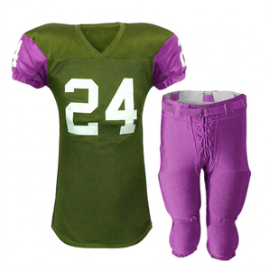 Uniforme de football américain de haute qualité, maillot et pantalon personnalisés marron et bleu clair par RUN APPAREL, col en V, manches courtes, respirant - Product Image 3