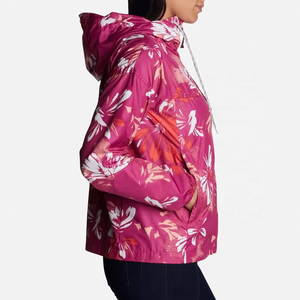 Women's Floral Print Windbreaker <b>Jacket</b> <b>Lightweight</b> Hooded Outdoor Waterproof Sportswear Casual Zipper Coat Plus Size 2026 New - Product Image 2