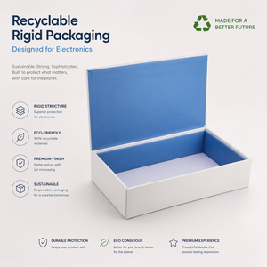 กล่องบรรจุภัณฑ์อิเล็กทรอนิกส์แบบแข็งทำจากกระดาษลูกฟูก รีไซเคิลได้  ปั๊มนูน UV  ผิวด้าน |   อุปกรณ์อิเล็กทรอนิกส์สำหรับผู้บริโภคที่เป็นมิตรกับสิ่งแวดล้อมและยั่งยืน - Product Image 5