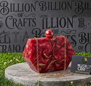 Bolso de Mano de Resina Verde Único para Mujer, Diseño de Mármol Hecho a Mano, Bolso de Noche de Lujo con Asa de Cuentas y Cadena - Product Image 2