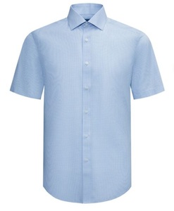 Wholesale 100% Cotton Men's <b>Shirt</b>. Micro-<b>Check</b> Pattern <b>Short</b> <b>Sleeve</b> Hi Visibility Workwear Windproof Custom Color - Product Image 1