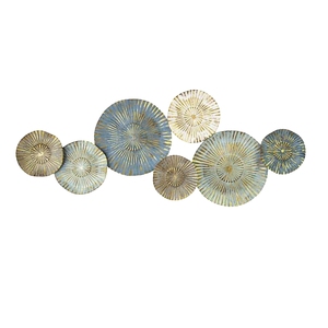 Handmade Nordic Style Metal <b>Wall</b> <b>Decor</b> Creative Blue Ginkgo Biloba Leaf Gold Circle Frame 3D <b>Wall</b> Art Sculpture - Product Image 2
