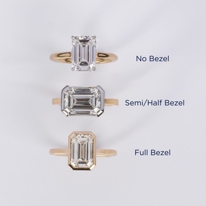 Anillo de Compromiso con Diamante Corte Esmeralda, Banda de Oro Amarillo con Engaste Pavé, Estilo Clásico, Joyería para Mujer, Certificado IGI - Product Image 3