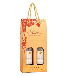Portador de botellas de vino doble impreso personalizado de alta gama Mango impreso de alta calidad Ideal para embalaje de vino - Product Image 4