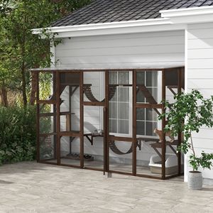 Solid Rectangle Pattern Outdoor Window <b>Box</b> Coffee Catio <b>Cat</b> House with Shelves for Multiple <b>Cats</b> Pet Furniture for Small Animals - Product Image 2