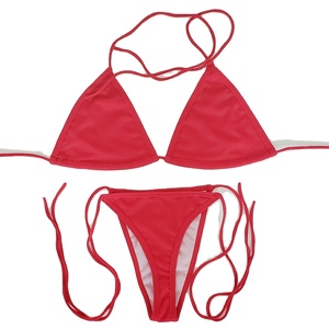 Maillot de bain triangle personnalisé, de haute qualité, respirant, écologique, 2 pièces, pour femmes, grande taille, dos nu, élasticité, nylon, bikini - Product Image 3