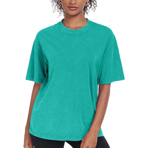 T-shirt d'été pour femme le plus vendu, délavé à l'acide, personnalisable, séchage rapide, respirant, 100 % coton - Product Image 3