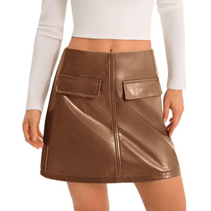 Jupe en cuir légère et respirante pour femme, grande taille, style décontracté, avec taille naturelle, vente en gros, idéale pour l'été - Product Image 1