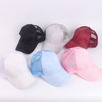 Summer Mesh Trucker Hat Snapback Cap Chapeau Femme Fashion Messy Hair Bun Ponytail Baseball Caps for Women