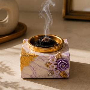 Hand-Made Ceramic Incense <b>Burner</b> With Gold Inner Rim And Base Stand Aromatic Use All-Season Home Decor Bakhoor Incense <b>Burner</b> - Product Image 3