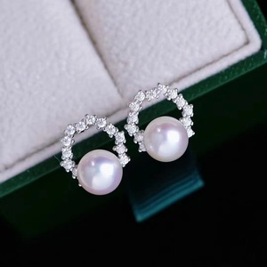 Women's S925 Silver Freshwater 7-8mm White Round Strong Light Flawless Pearl <b>Fine</b> <b>Stud</b> <b>Earrings</b> Live Broadcast Wholesale - Product Image 1