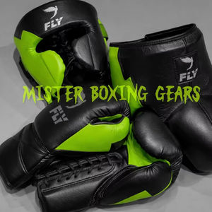 Nouvel ensemble d'entraînement de boxe noir et vert fluo 2026 avec logo personnalisé – Kit professionnel de sparring et d'équipement de combat pour le kick-boxing - Product Image 6