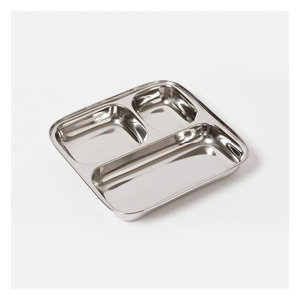 Plateau alimentaire rectangulaire en acier inoxydable à plusieurs compartiments pour le déjeuner, le dîner et la présentation des aliments - Product Image 6