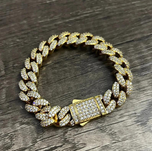 Bracelet Moissanite Iced Out Cuban Link en Or Pavé pour Homme, Bijou Hip Hop de Luxe, Bracelet Statement Streetwear, Cadeau - Product Image 1