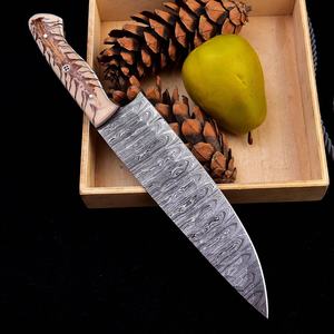 Ahmad Fabric Custom Handmade 13-Inch Damascus Steel Chef <b>Knife</b> with Leather Sheath Beautiful Handle Customizable Supported - Product Image 2