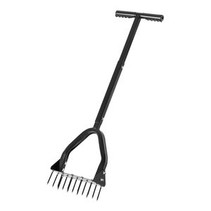 Aérateur de pelouse manuel robuste de 9,2 pouces avec 15 pointes en fer, manche long et plaque large – Outil d'aération de gazon de qualité supérieure - Product Image 1