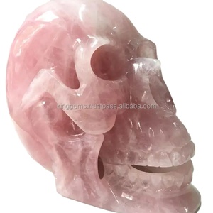 Cristales piedra curativa cristal a granel venta al por mayor piedra Natural calaveras de cuarzo rosa gran calidad calavera tallada para Decoración - Product Image 1