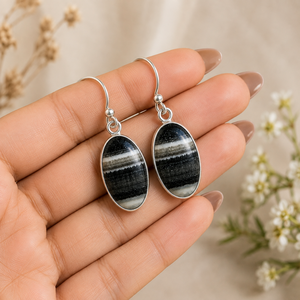 Wholesale 925 Sterling Silver Natural Zebra Jasper Gemstone Handcrafted Oval Bohemian Style Dangle <b>Drop</b> Earrings for Gift Party - Product Image 4