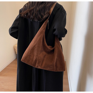 Nuevo Bolso de Hombro de Mujer de Gran Capacidad, Estilo Vintage, de Ante Sintético, Casual, Color Sólido, Estilo Preguiçoso, Tipo Cubo, Acabado Mate - Product Image 2