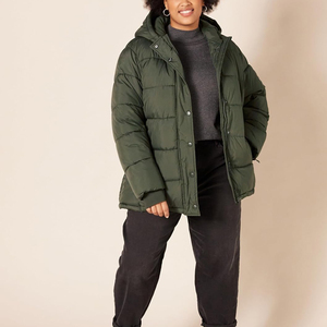 Chaqueta Acolchada para Mujer, con Capucha, para Invierno, Manga Larga, Color Sólido, Relleno de Poliéster, Cierre de Cremallera, Largo Regular - Product Image 5