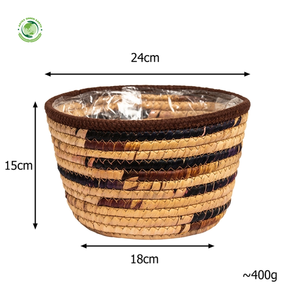 Juego de 2 cestas de jacinto de agua con forros de plástico, cestas de almacenamiento hechas a mano, venta al por mayor, ecológicas, hechas en Vietnam - Product Image 2