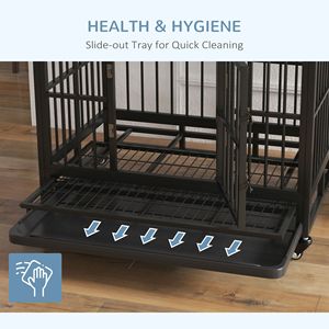 Gabbia per Cani Robusta in Metallo da 36 Pollici con Ruote Bloccabili, Doppia Porta, Vassoio Rimovibile, Stile Moderno Grigio - Per Razze Medie e Grandi - Product Image 6