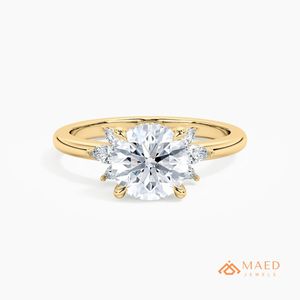 Bague de Fiançailles Classique Solitaire en Moissanite Ronde Plaqué Or avec Sertissage à Griffes, Bijou de Mariage pour Femme, Cadeau Idéal - Product Image 1