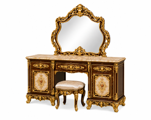 Stylish Wooden Carved Rococo Bedroom Furniture Set Teak Wood Bedroom Furniture Set with Bed, <b>Wardrobe</b>, Dresser & Nightstands USA - Product Image 4