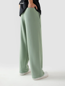 Pantalones anchos de color verde claro para hombre, cintura elástica, ropa informal transpirable para verano - Product Image 2