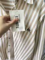 SUBICI L9013 Kemeja Wanita Oversize Bergaris Lengan Panjang Kancing Depan Blus Kasual Atasan Katun Grosir Pemasok OEM ODM