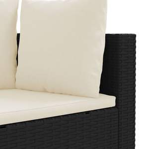 Juego de 5 sofás de patio de ratán PE negro con cojines color crema, elegantes muebles de jardín - Product Image 5