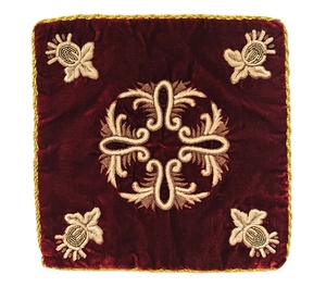 Gran oferta: Terciopelo mahron bordado a mano con hilo metálico de 32 x 32 cm, del fabricante y exportador de mayor renombre de la India. - Product Image 1
