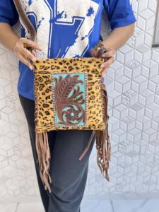 Nouvel Arrivage Sac à Main Bandoulière Style Western en Cuir et Fourrure Animale à Franges, Imprimé Léopard, Gravures Artisanales, pour Soirées, Femme - Product Image 5