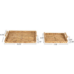 Un plateau rectangulaire bas avec poignées en rotin, idéal pour la cuisine pour contenir des épices. - Product Image 5