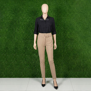 Services OEM – Pantalons décontractés taille mi-haute coupe régulière pour femmes, en polyester/coton, couleur unie, couleurs personnalisées, haute qualité - Product Image 1