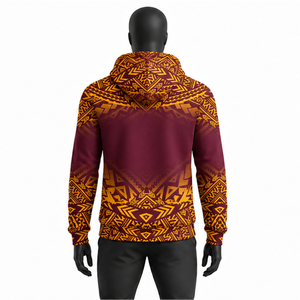 Wholesale Custom Polynesian Tribal Print Hoodie <b>Men</b> Streetwear Casual Pullover Fleece <b>Sweatshirt</b> with Kangaroo Pocket OEM ODM - Product Image 3