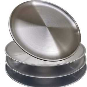 Ensemble d'assiettes rondes en acier inoxydable de qualité alimentaire, réutilisables et durables, pour la maison, les restaurants et les hôtels - Product Image 1