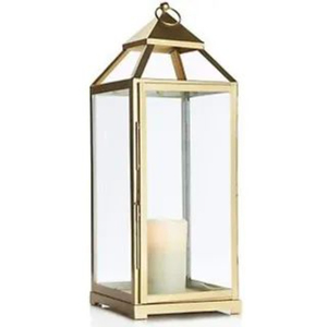 Farol Rectangular de Latón con Acabado Dorado para Decoración del Hogar, Portavelas Duradero, Faroles Vintage, Proveedor Mayorista - Product Image 1
