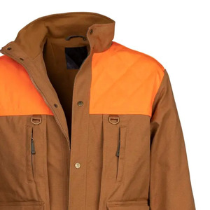 Veste de chasse pour homme en toile marron et orange, coupe-vent, manches longues, pour l'automne - Product Image 4