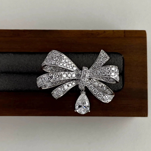 Luxury Pave Lab Grown Diamond Bow <b>Ring</b> 14K White Gold Bowknot Ribbon Cocktail <b>Statement</b> <b>Ring</b> Gift for Her Anniversary - Product Image 1